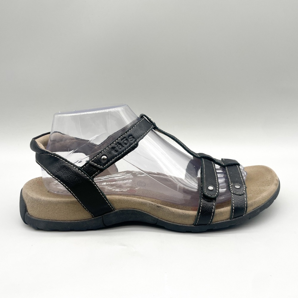 Taos Womens 10 Trophy Sandals Black Leather Strappy Comfort Walking Shoes Boho